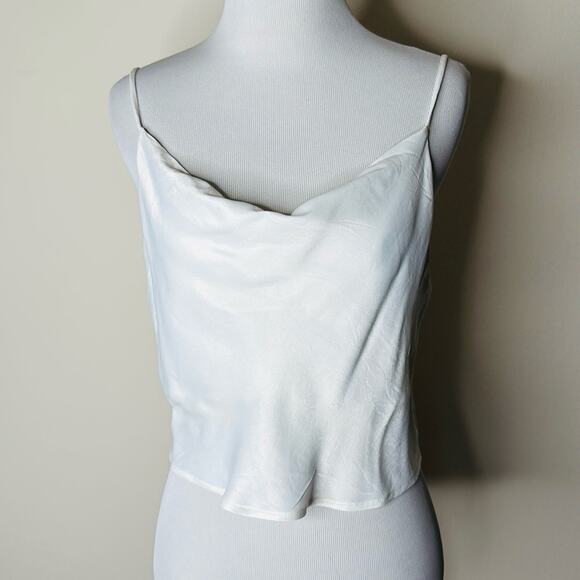 Zara White Satin Effect Cowl Neck Cropped Camisole - Picture 2 of 6